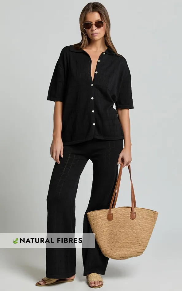 Showpo Tommy Two Piece Set 8211 Knit Button Through Top And Pants Two Piece Set In Black Women Curve Clothes Showpo Tommy Two Piece Set 8211 Knit Button Through Top And Pants Two Piece Set In Black Women Curve Clothes