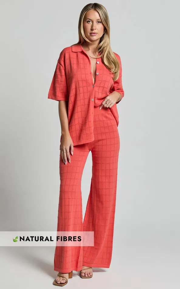 Showpo Tommy Two Piece Set 8211 Knit Button Through Top And Pants Two Piece Set In Coral Women Curve Clothes Showpo Tommy Two Piece Set 8211 Knit Button Through Top And Pants Two Piece Set In Coral Women Curve Clothes