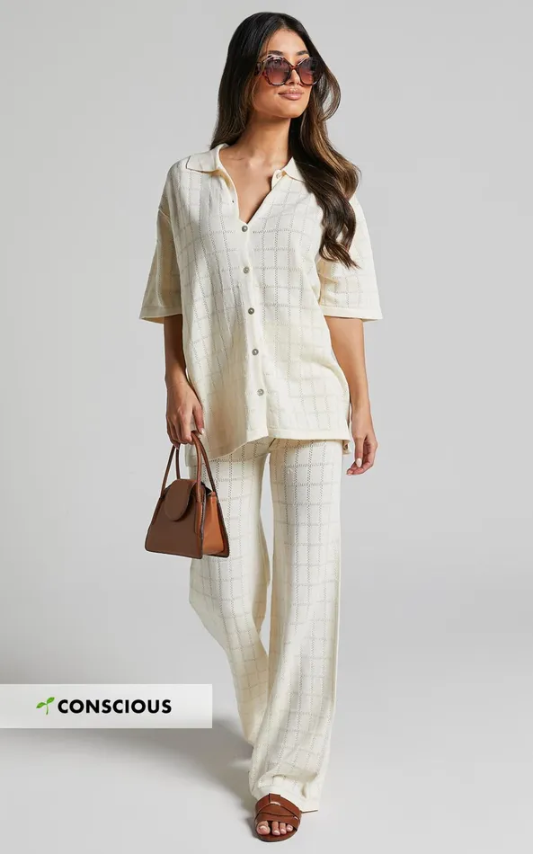 Showpo Tommy Two Piece Set 8211 Knit Button Through Top And Pants Two Piece Set In Cream Women Curve Clothes Showpo Tommy Two Piece Set 8211 Knit Button Through Top And Pants Two Piece Set In Cream Women Curve Clothes
