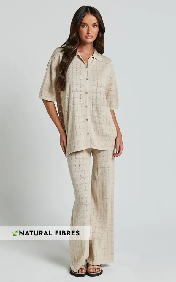 Showpo Tommy Two Piece Set 8211 Knit Button Through Top And Pants Two Piece Set In Sand Women Knitwear Showpo Tommy Two Piece Set 8211 Knit Button Through Top And Pants Two Piece Set In Sand Women Knitwear