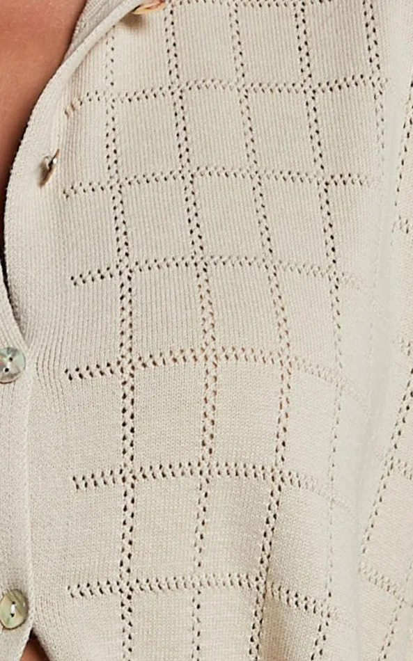 Showpo Tommy Two Piece Set 8211 Knit Button Through Top And Pants Two Piece Set In Sand Women Knitwear