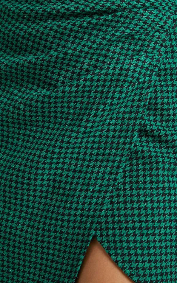 Showpo Toula Mini Skirt 8211 Thigh Split High Waisted Skirt In Green And Black Women Skirts