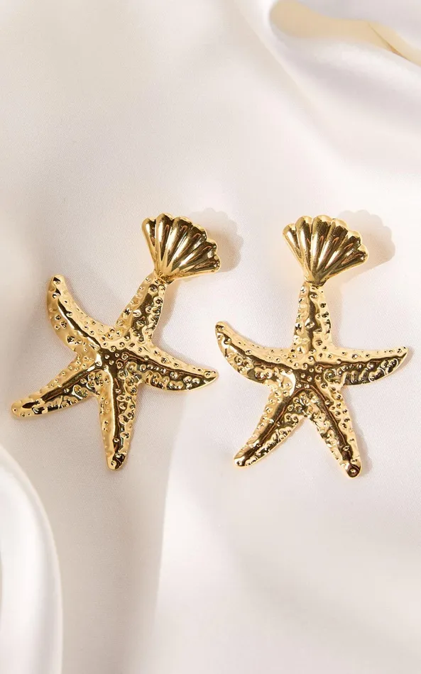 Showpo Tove Earrings 8211 Large Star Shell Drop Statement Earrings In Gold Women Earrings Showpo Tove Earrings 8211 Large Star Shell Drop Statement Earrings In Gold Women Earrings
