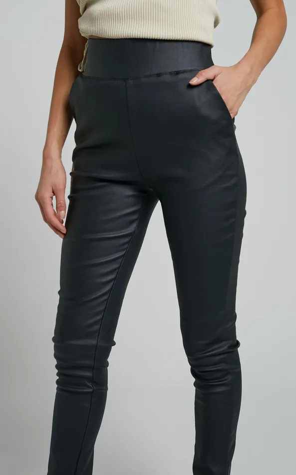 Showpo Trinky Pants 8211 Faux Leather High Waisted Skinny Leg Pants In Black Women Denim