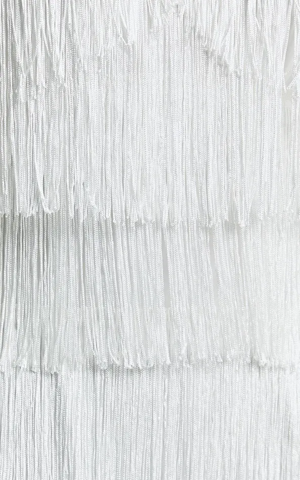 Showpo Trixie Maxi Dress 8211 Diamond Halter Neck Fringe Tiered Dress In White Women Dresses