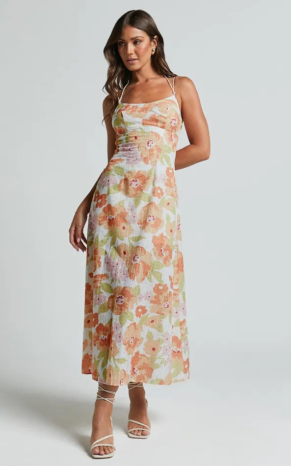 Showpo Tyla Midi Dress 8211 Double Strap Cut Out Dress In Orange Floral Women Dresses Showpo Tyla Midi Dress 8211 Double Strap Cut Out Dress In Orange Floral Women Dresses