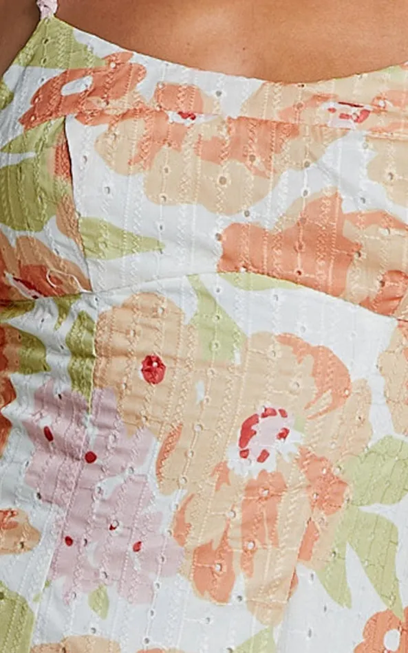 Showpo Tyla Midi Dress 8211 Double Strap Cut Out Dress In Orange Floral Women Dresses
