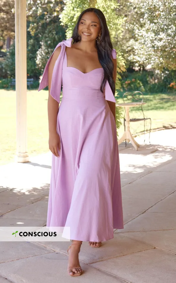 Showpo Tymia Midi Dress 8211 Shoulder Tie Bustier Shirred Back A Line In Lavender Women Dresses Showpo Tymia Midi Dress 8211 Shoulder Tie Bustier Shirred Back A Line In Lavender Women Dresses