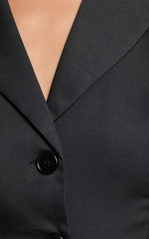 Showpo Tymia Mini Dress 8211 Button Through Collar V Neck Dress In Black Women Dresses
