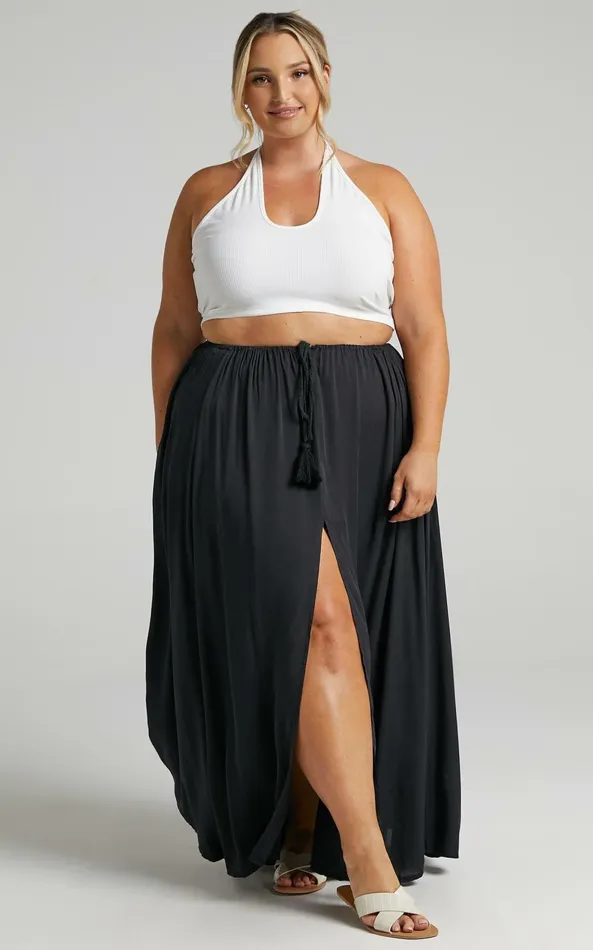Showpo Under The Twilight Maxi Skirt 8211 Thigh Split Skirt In Black Women Skirts
