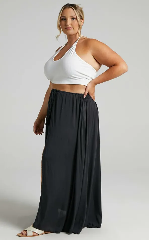 Showpo Under The Twilight Maxi Skirt 8211 Thigh Split Skirt In Black Women Skirts
