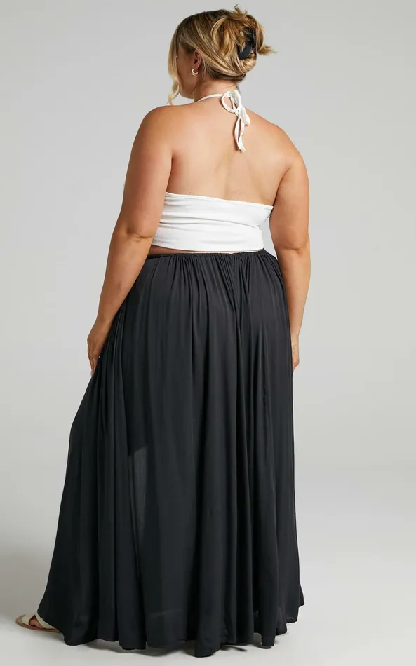 Showpo Under The Twilight Maxi Skirt 8211 Thigh Split Skirt In Black Women Skirts