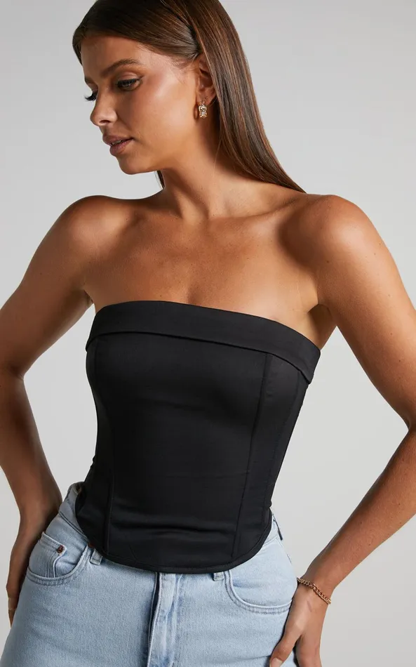 Showpo Vaira Top 8211 Strapless Corset Top In Black Women Curve Clothes