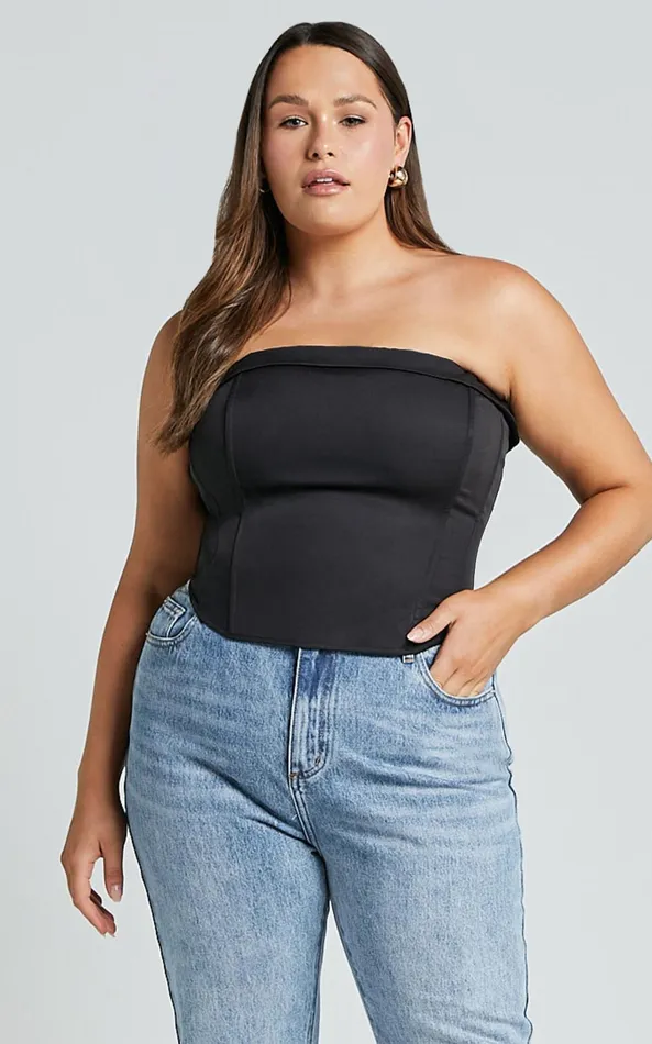 Showpo Vaira Top 8211 Strapless Corset Top In Black Women Curve Clothes