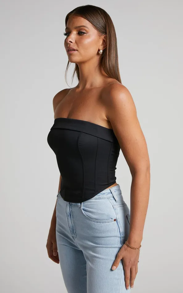 Showpo Vaira Top 8211 Strapless Corset Top In Black Women Curve Clothes