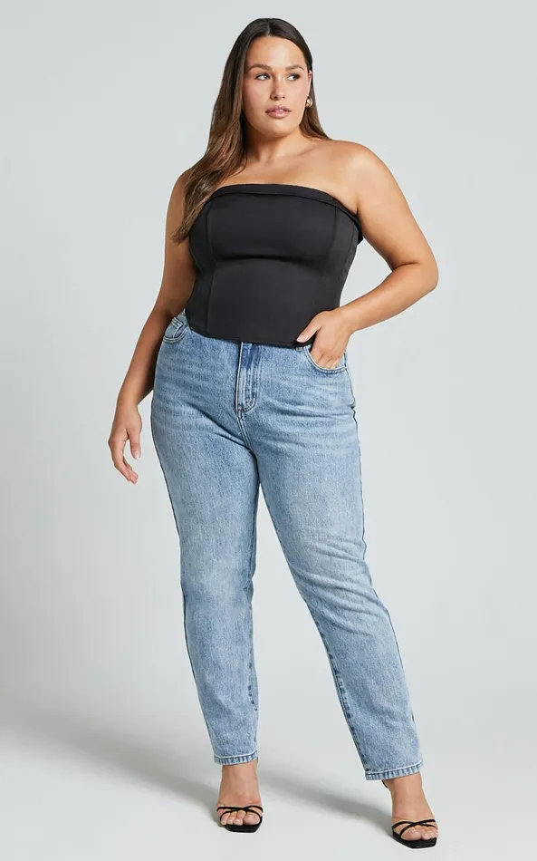 Showpo Vaira Top 8211 Strapless Corset Top In Black Women Curve Clothes