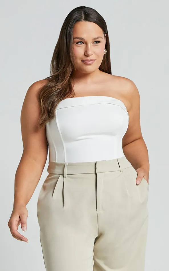 Showpo Vaira Top 8211 Strapless Corset Top In White Women Curve Clothes