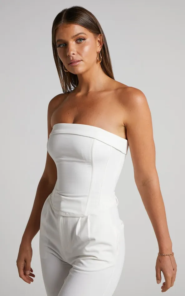Showpo Vaira Top 8211 Strapless Corset Top In White Women Curve Clothes
