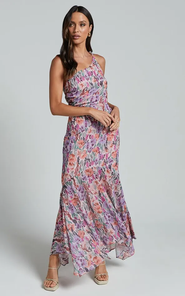 Showpo Valentina Midi Dress 8211 One Shoulder Mermaid Dress In Monet Floral Women Dresses