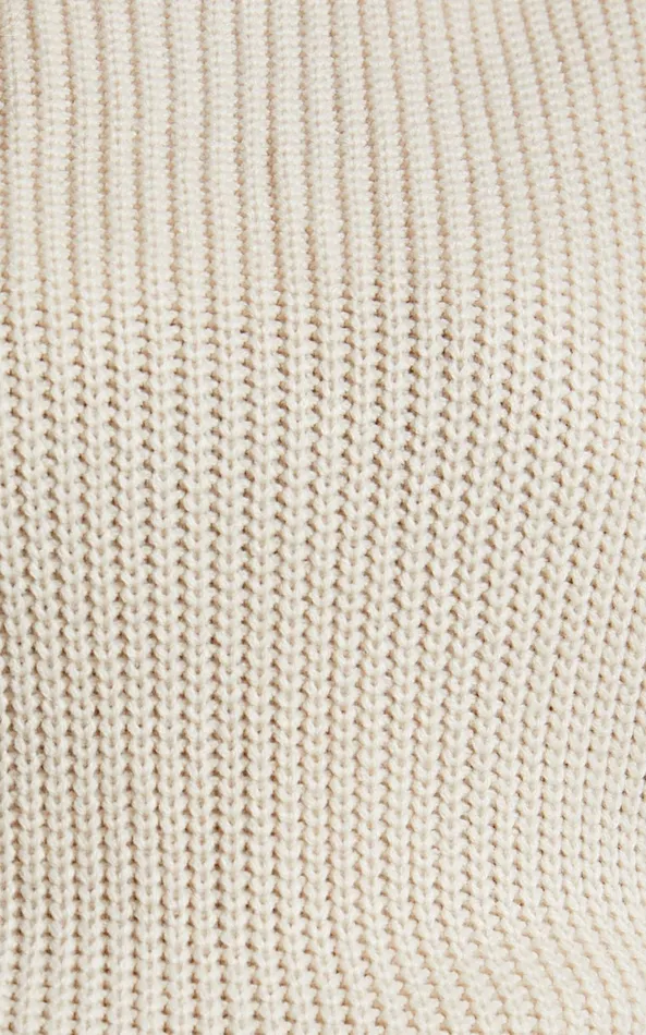 Showpo Valerie Jumper 8211 High Neck Balloon Sleeve Knit Jumper In Cream Women Curve Clothes