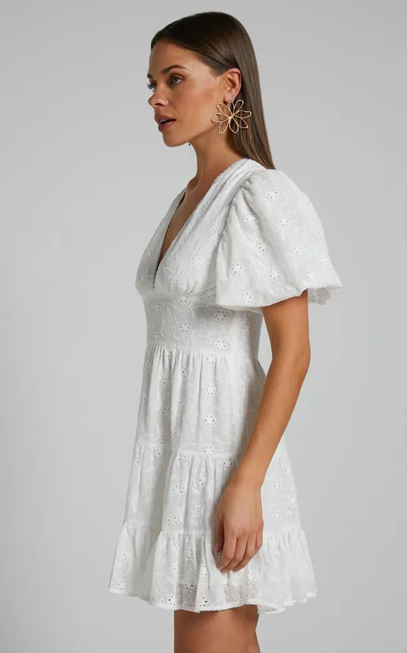 Showpo Valiery Mini Dress 8211 Overlay Sheer Detail Dress In Ivory Women Dresses