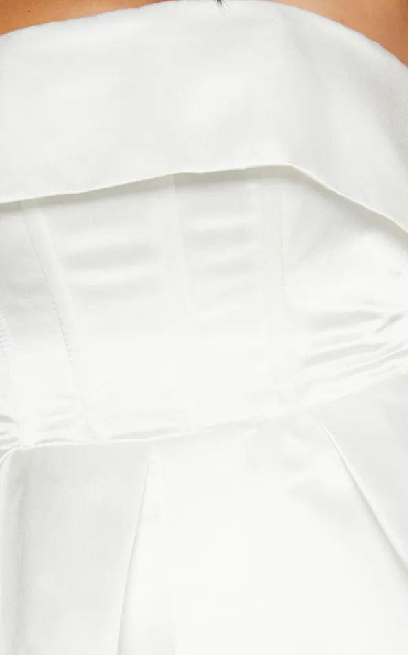 Showpo Valora Mini Dress 8211 Strapless Fit And Flare Satin Dress In Ivory Women Dresses