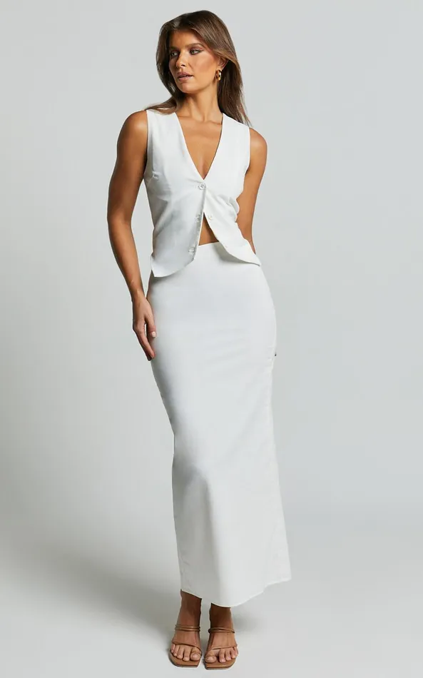 Showpo Vance Maxi Skirt 8211 Linen Look Back Split Skirt In Off White Women Skirts Showpo Vance Maxi Skirt 8211 Linen Look Back Split Skirt In Off White Women Skirts