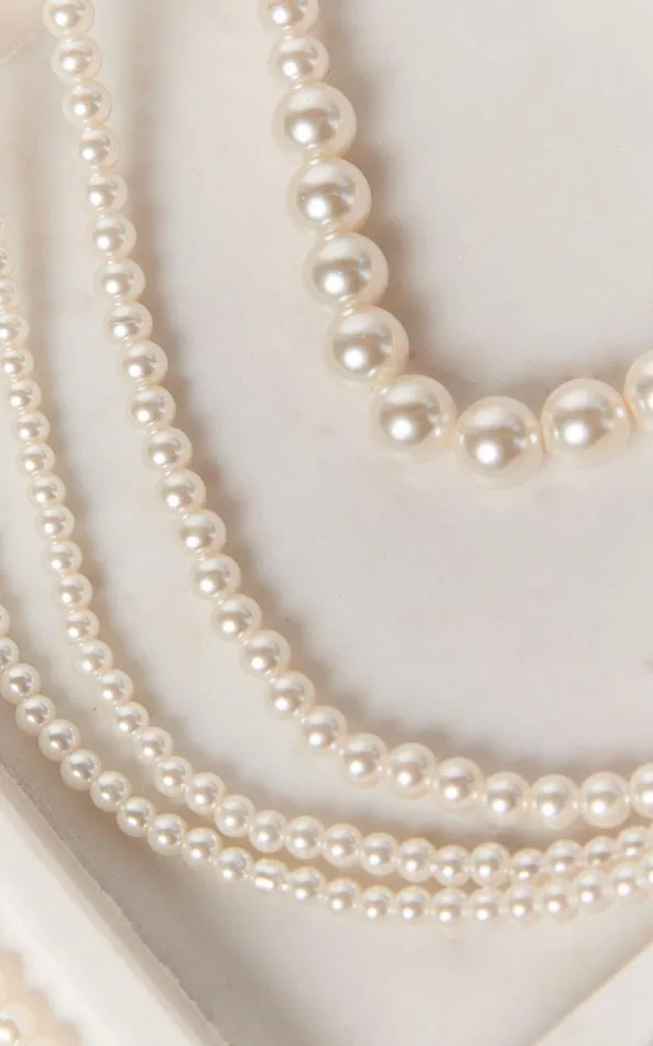 Showpo Vance Necklace 8211 Layered Pearl Necklace In White Women Necklaces