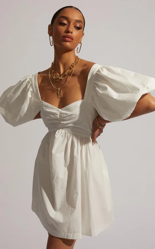 Showpo Vashti Mini Dress 8211 Puff Sleeve Sweetheart Dress In Off White Women Curve Clothes Showpo Vashti Mini Dress 8211 Puff Sleeve Sweetheart Dress In Off White Women Curve Clothes