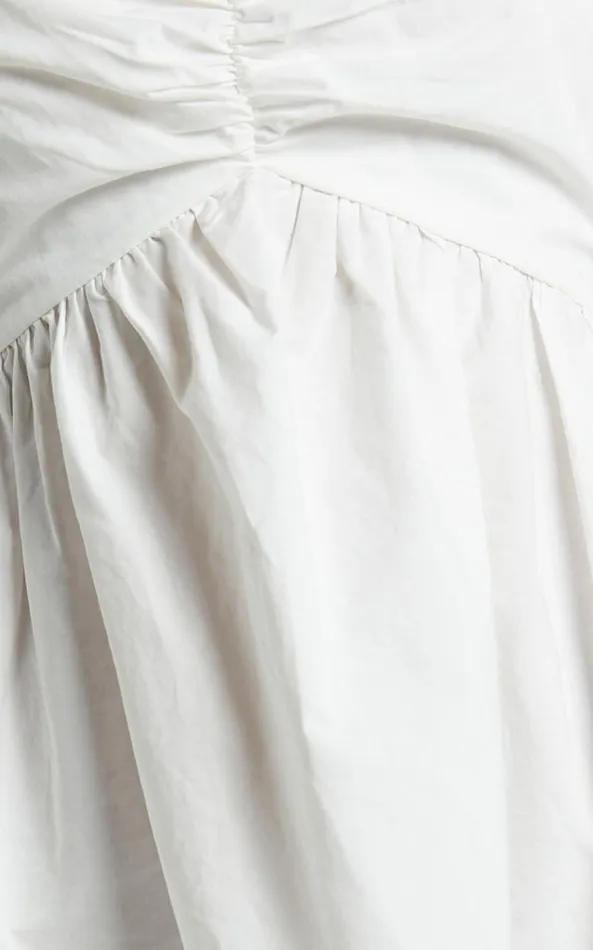 Showpo Vashti Mini Dress 8211 Puff Sleeve Sweetheart Dress In Off White Women Curve Clothes
