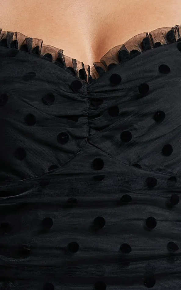Showpo Venetia Bodysuit 8211 Long Sleeve Spot Mesh Bodysuit In Black Spot Women Curve Clothes