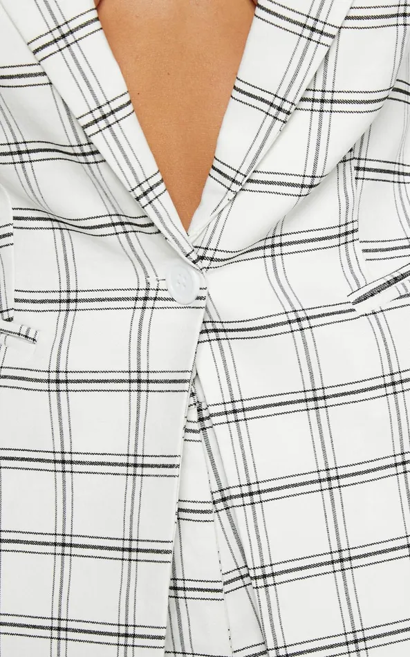 Showpo Vhonna Single Breasted Tailored Blazer In White Check Women Jackets and Coats