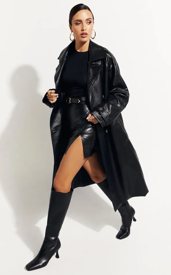 Showpo Vicki Trench Coat 8211 Faux Leather Washed Trench Coat In Black Women Jackets and Coats Showpo Vicki Trench Coat 8211 Faux Leather Washed Trench Coat In Black Women Jackets and Coats