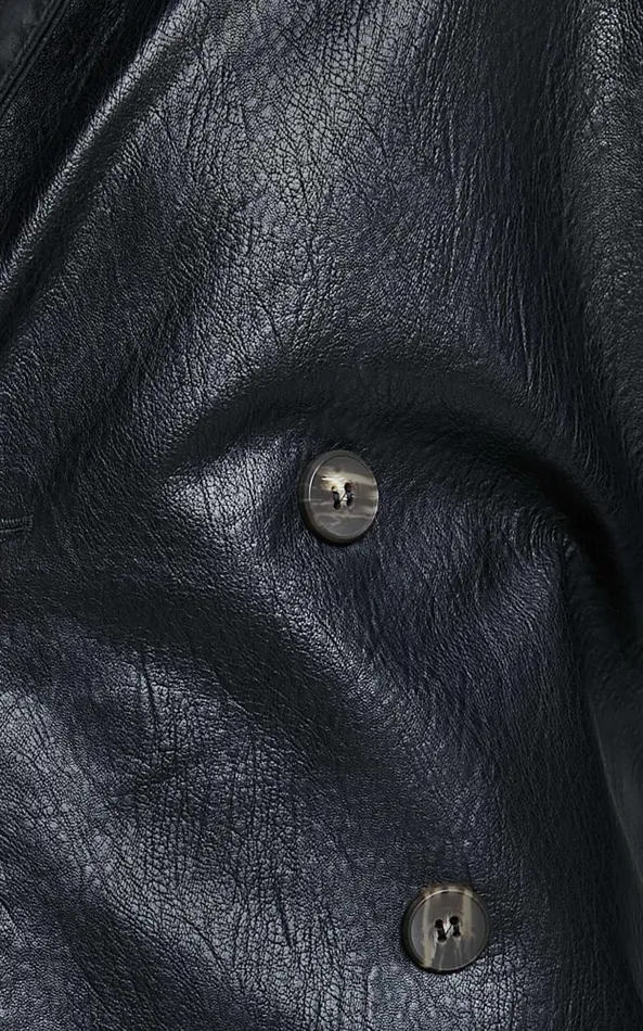 Showpo Vicki Trench Coat 8211 Faux Leather Washed Trench Coat In Black Women Jackets and Coats