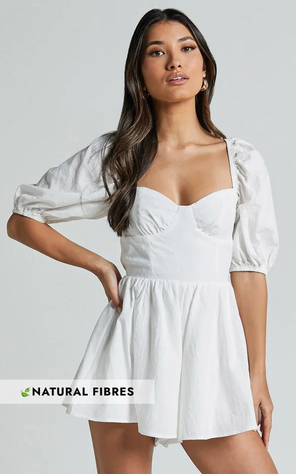 Showpo Vicky Playsuit 8211 Sweetheart Short Puff Sleeve Tie Back In White Women Rompers Showpo Vicky Playsuit 8211 Sweetheart Short Puff Sleeve Tie Back In White Women Rompers