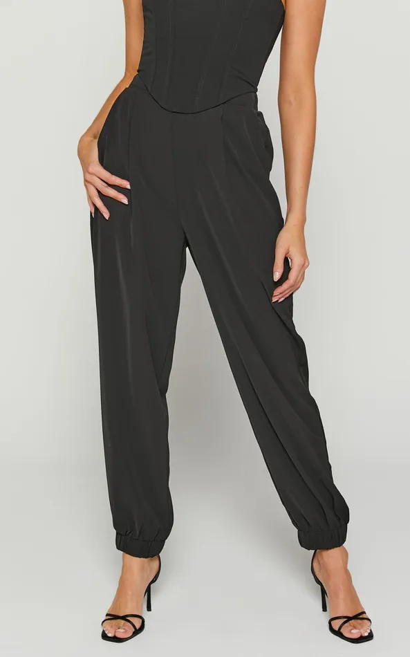 Showpo Victor Pants 8211 Elastic Waist Jogger Pant In Black Women Pants