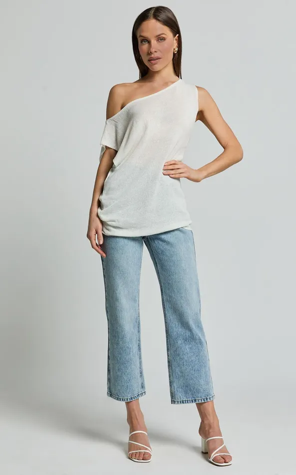 Showpo Violeta Top 8211 Off The Shoulder Relaxed Fit Knit Top In Cream Women Knitwear