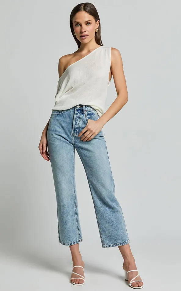 Showpo Violeta Top 8211 Off The Shoulder Relaxed Fit Knit Top In Cream Women Knitwear