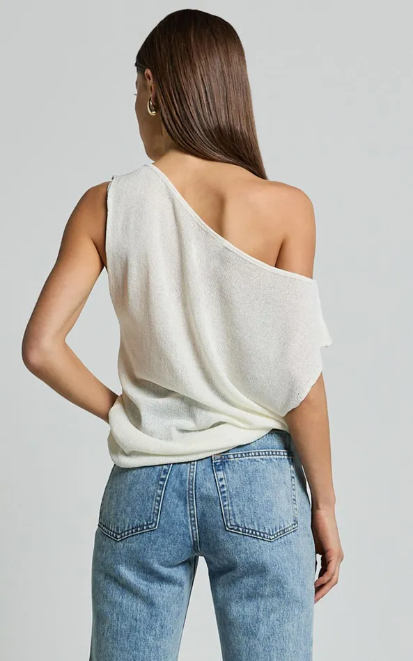 Showpo Violeta Top 8211 Off The Shoulder Relaxed Fit Knit Top In Cream Women Knitwear