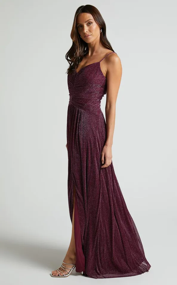 Showpo Vivienne Maxi Dress 8211 Sweetheart Ruched Bodice In Burgundy Women Dresses