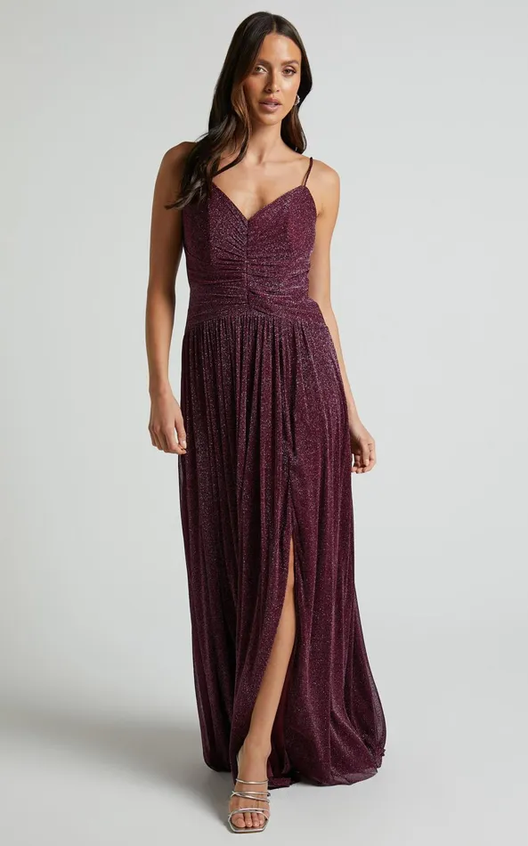 Showpo Vivienne Maxi Dress 8211 Sweetheart Ruched Bodice In Burgundy Women Dresses