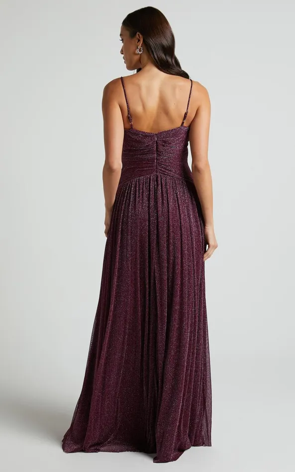 Showpo Vivienne Maxi Dress 8211 Sweetheart Ruched Bodice In Burgundy Women Dresses