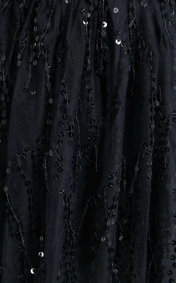 Showpo Watch The Queen Conquer Mini Dress 8211 Tulle Plunge Dress In Black Sequin Women Dresses