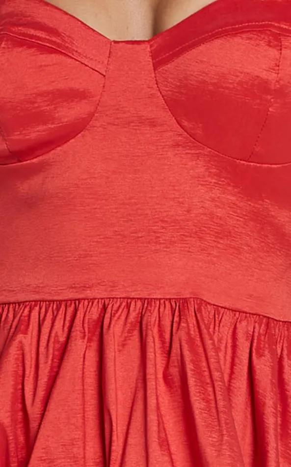 Showpo Wednesday Mini Dress 8211 Tie Shoulder Bustier Tiered Dress In Red Women Dresses