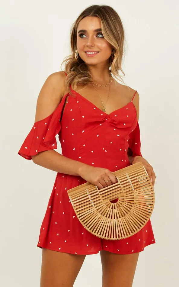 Showpo Whos To Know Playsuit In Red Print Women Rompers
