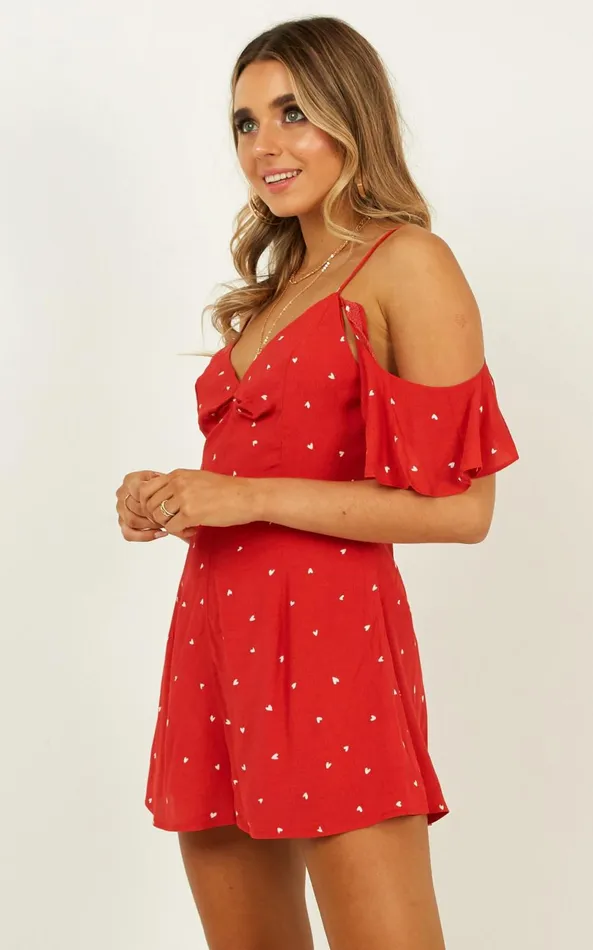 Showpo Whos To Know Playsuit In Red Print Women Rompers