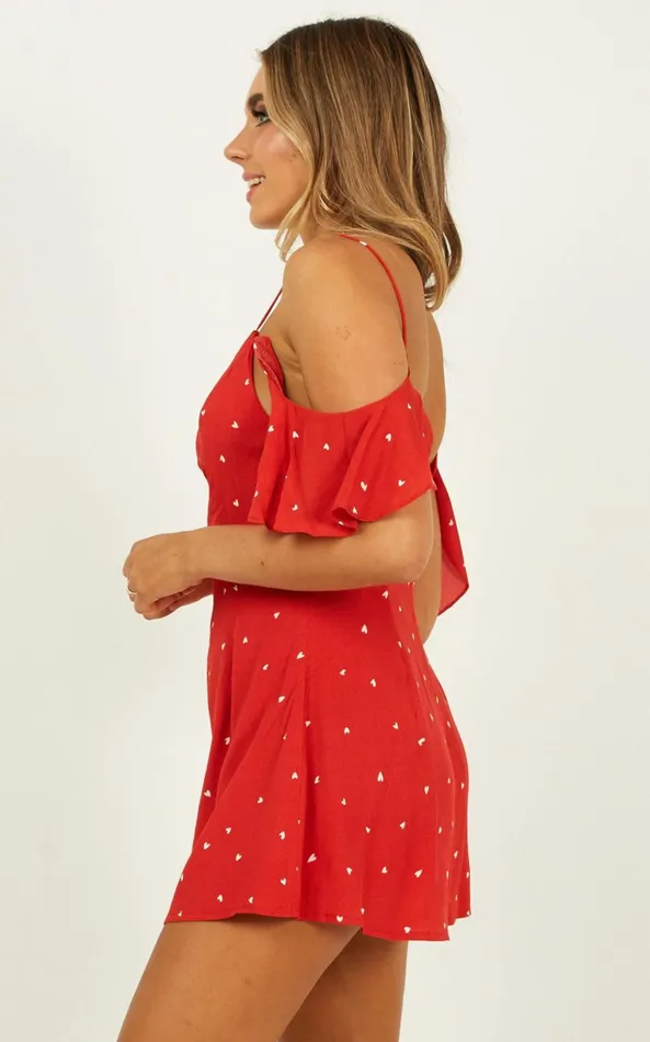 Showpo Whos To Know Playsuit In Red Print Women Rompers