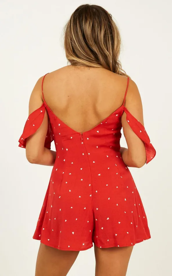 Showpo Whos To Know Playsuit In Red Print Women Rompers