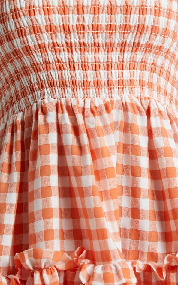 Showpo Wilda Mini Dress 8211 Shirred Tiered Dress In Orange Women Dresses