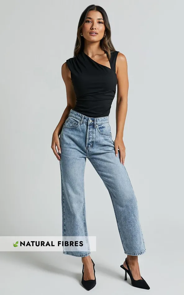 Showpo Wilkins Jeans 8211 High Waisted Straight Leg Cropped Hem Jeans In Mid Blue Wash Women Denim Showpo Wilkins Jeans 8211 High Waisted Straight Leg Cropped Hem Jeans In Mid Blue Wash Women Denim